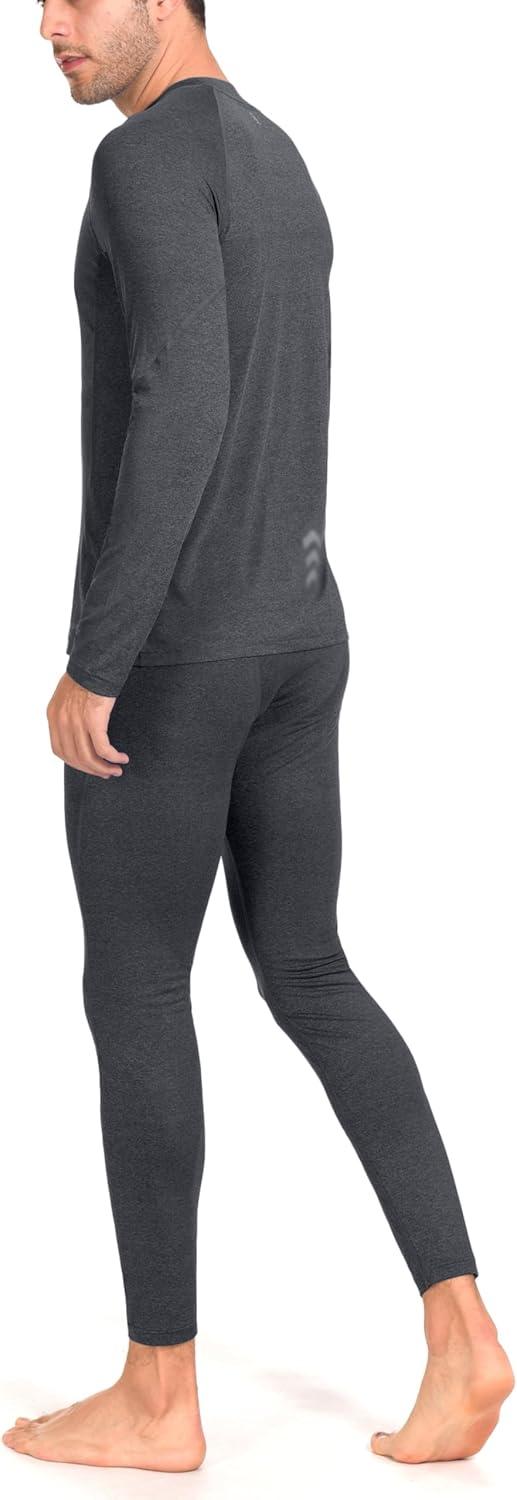 imageLittle Donkey Andy Mens Thermal Underwear Set Performance Base Layer Wicking Active Long Johns Top ampamp Bottom with Fly1 Black