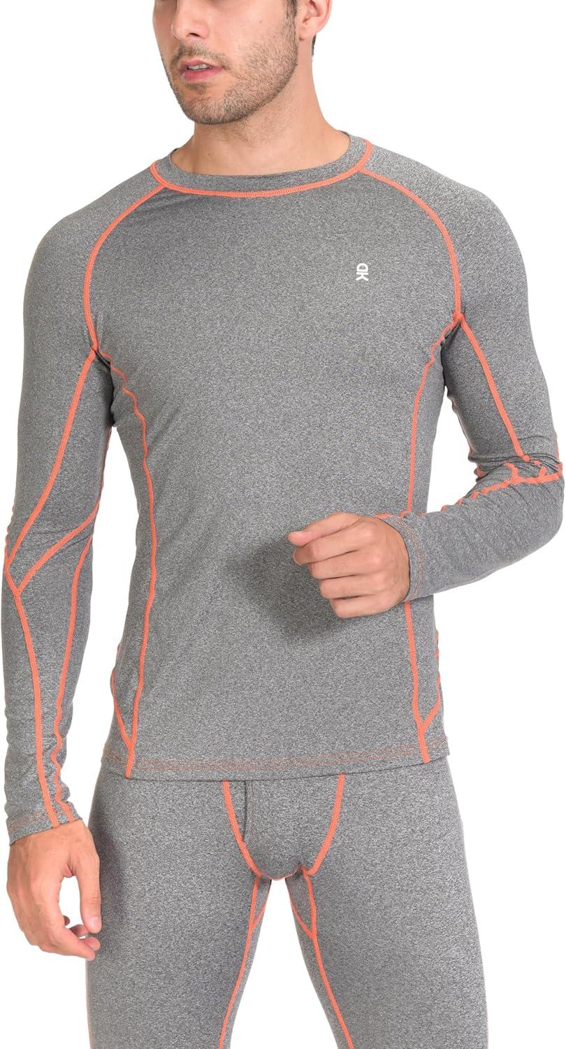 imageLittle Donkey Andy Mens Thermal Underwear Set Performance Base Layer Wicking Active Long Johns Top ampamp Bottom with Fly2 Gray