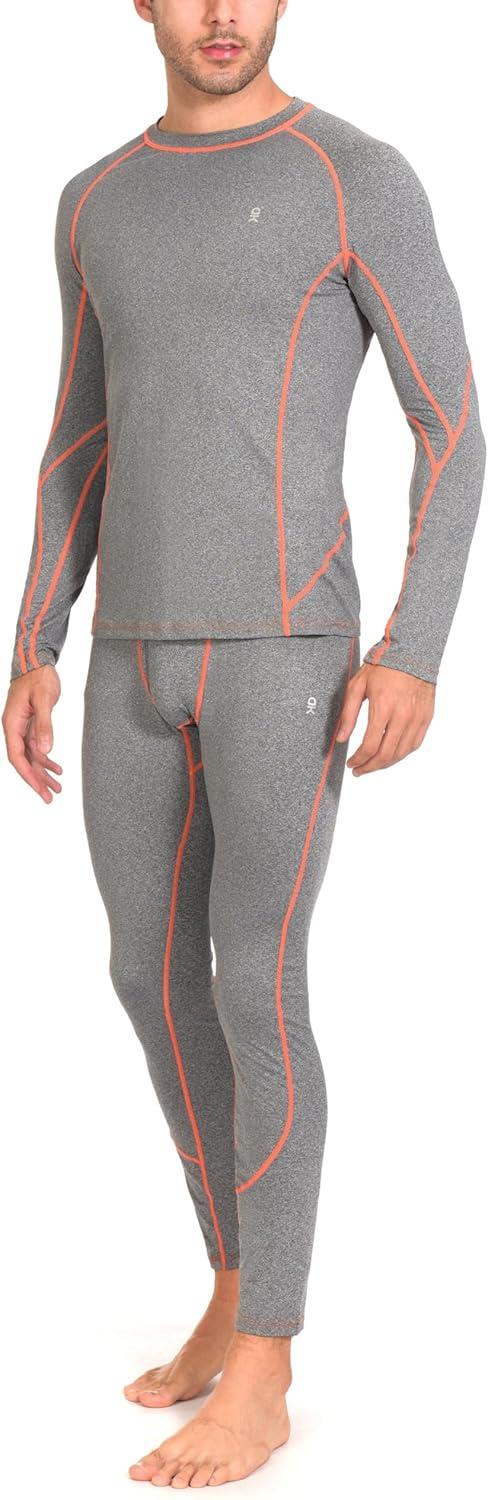 imageLittle Donkey Andy Mens Thermal Underwear Set Performance Base Layer Wicking Active Long Johns Top ampamp Bottom with Fly2 Gray