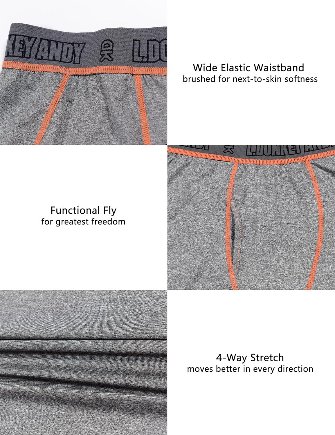 imageLittle Donkey Andy Mens Thermal Underwear Set Performance Base Layer Wicking Active Long Johns Top ampamp Bottom with Fly2 Gray