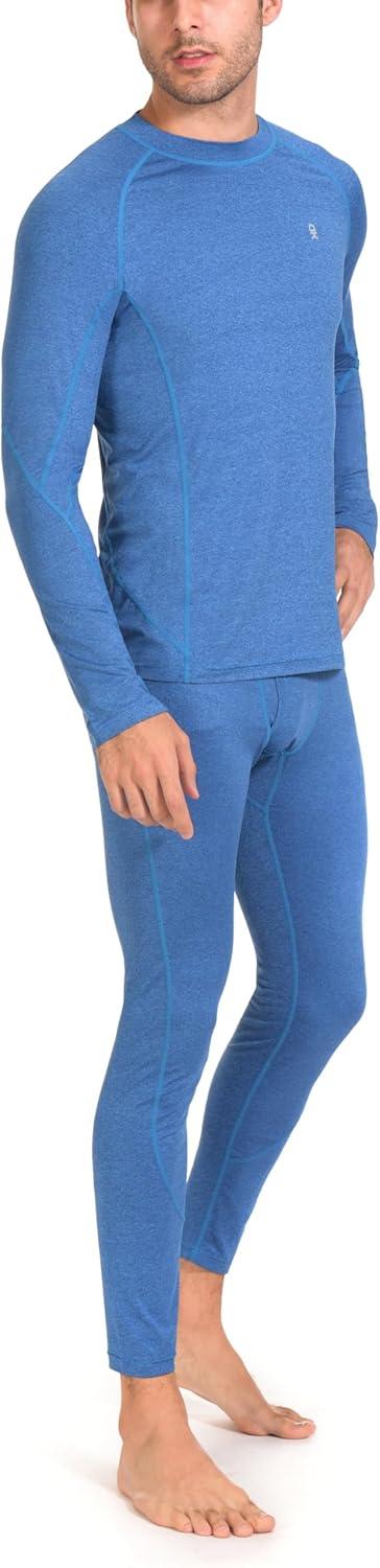 imageLittle Donkey Andy Mens Thermal Underwear Set Performance Base Layer Wicking Active Long Johns Top ampamp Bottom with Fly4 Blue