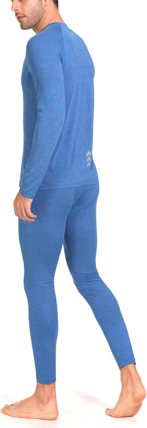 imageLittle Donkey Andy Mens Thermal Underwear Set Performance Base Layer Wicking Active Long Johns Top ampamp Bottom with Fly4 Blue