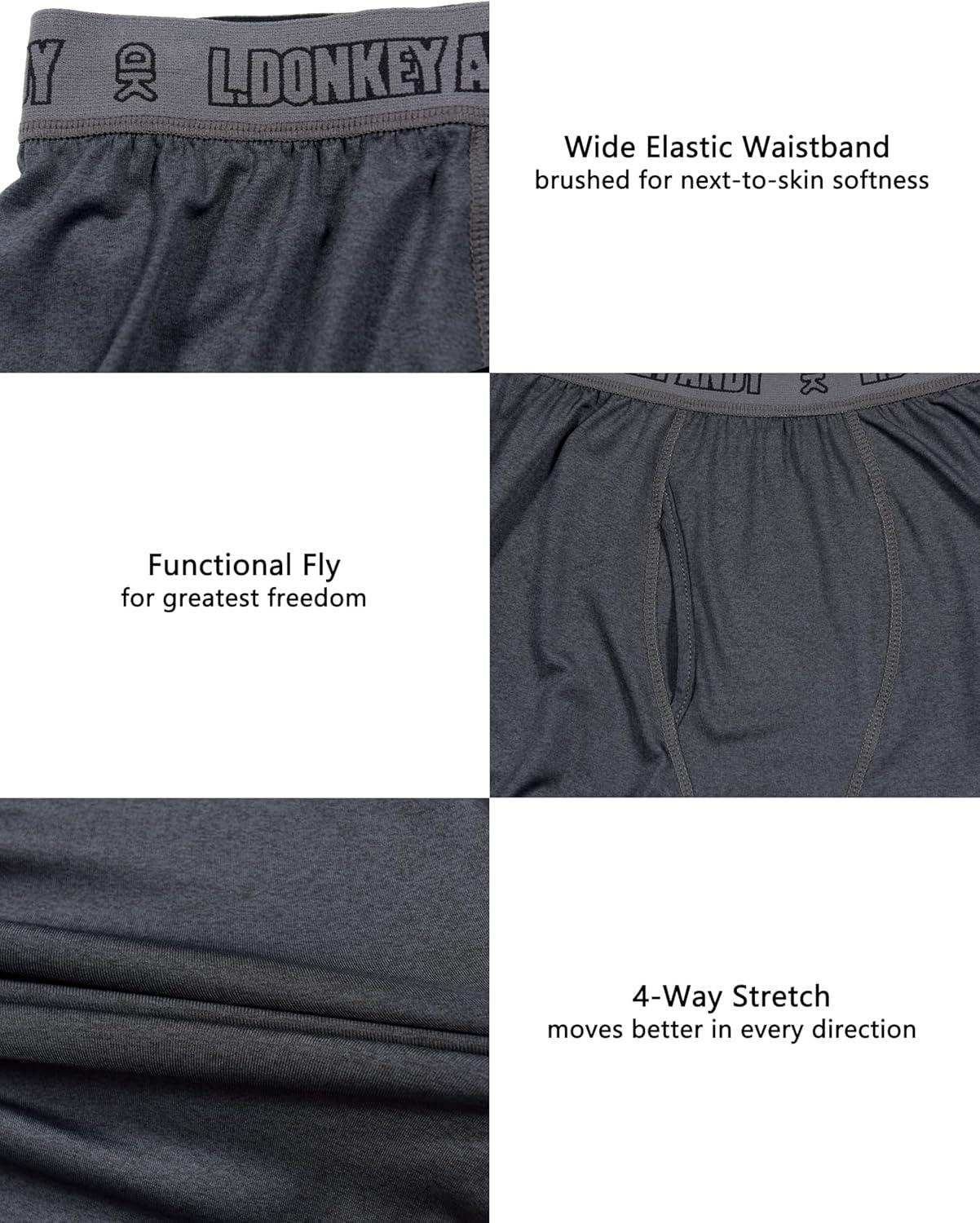 imageLittle Donkey Andy Mens Thermal Underwear Set Performance Base Layer Wicking Active Long Johns Top ampamp Bottom with Fly5 2 Pack of Bottom BlackBlack