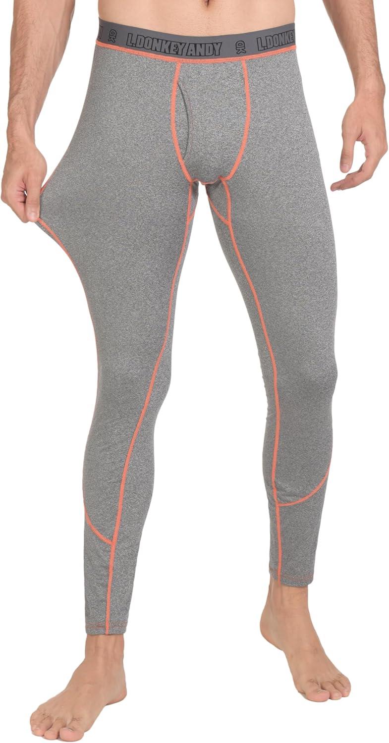 imageLittle Donkey Andy Mens Thermal Underwear Set Performance Base Layer Wicking Active Long Johns Top ampamp Bottom with Fly6 2 Pack of Bottom BlackGray
