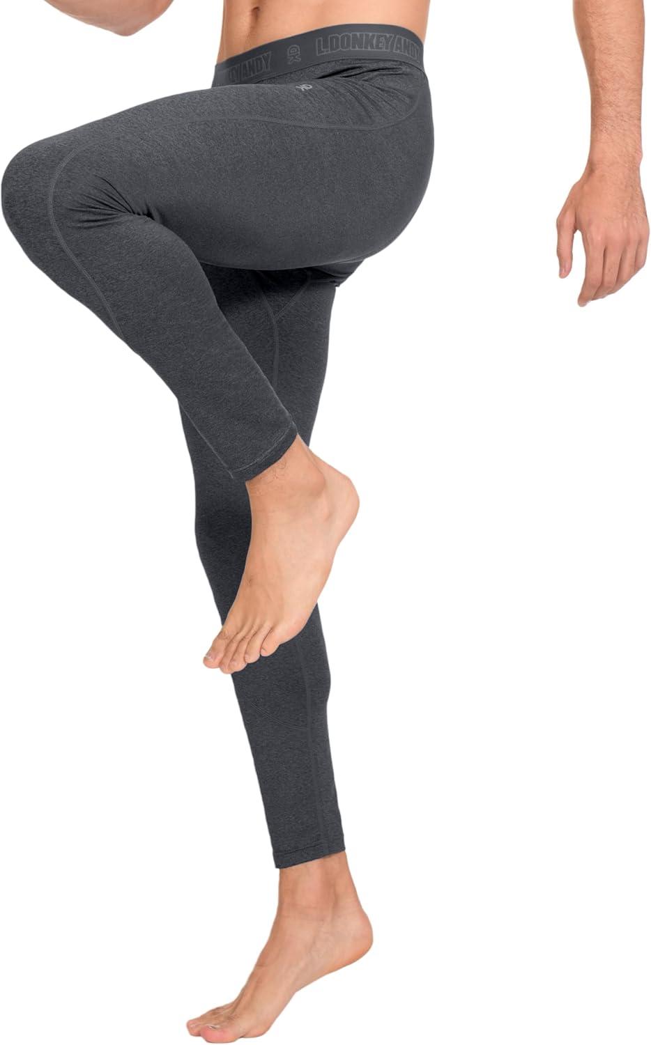 imageLittle Donkey Andy Mens Thermal Underwear Set Performance Base Layer Wicking Active Long Johns Top ampamp Bottom with Fly6 2 Pack of Bottom BlackGray