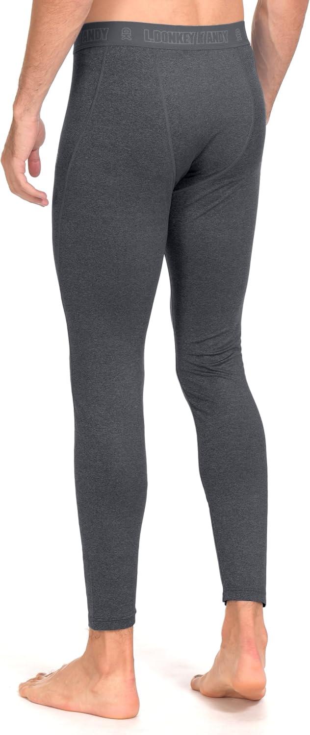 imageLittle Donkey Andy Mens Thermal Underwear Set Performance Base Layer Wicking Active Long Johns Top ampamp Bottom with Fly6 2 Pack of Bottom BlackGray