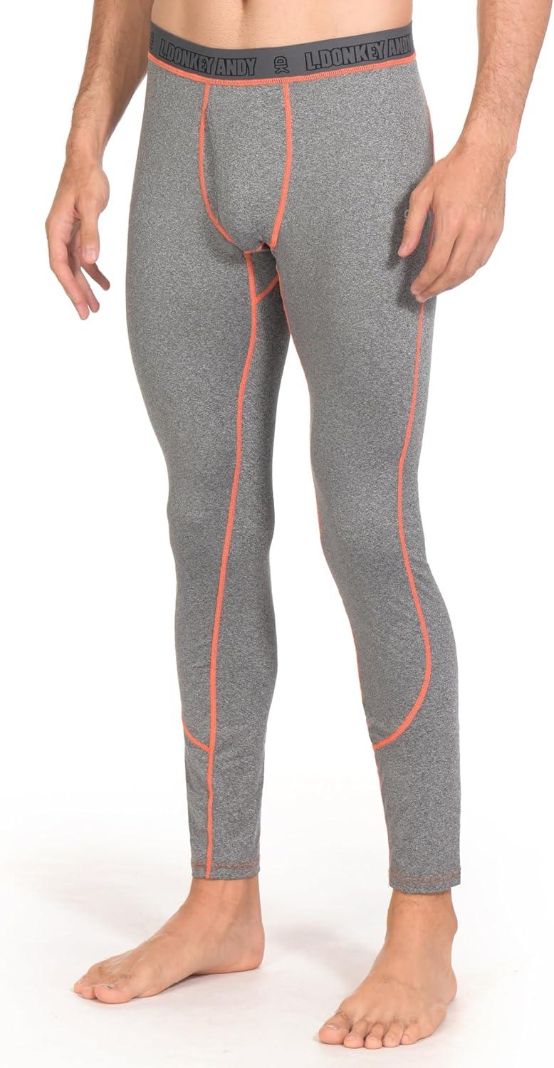 imageLittle Donkey Andy Mens Thermal Underwear Set Performance Base Layer Wicking Active Long Johns Top ampamp Bottom with Fly6 2 Pack of Bottom BlackGray