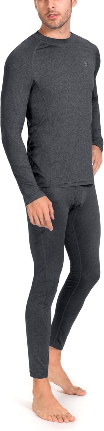 imageLittle Donkey Andy Mens Thermal Underwear Set Performance Base Layer Wicking Active Long Johns Top ampamp Bottom with FlyGrey