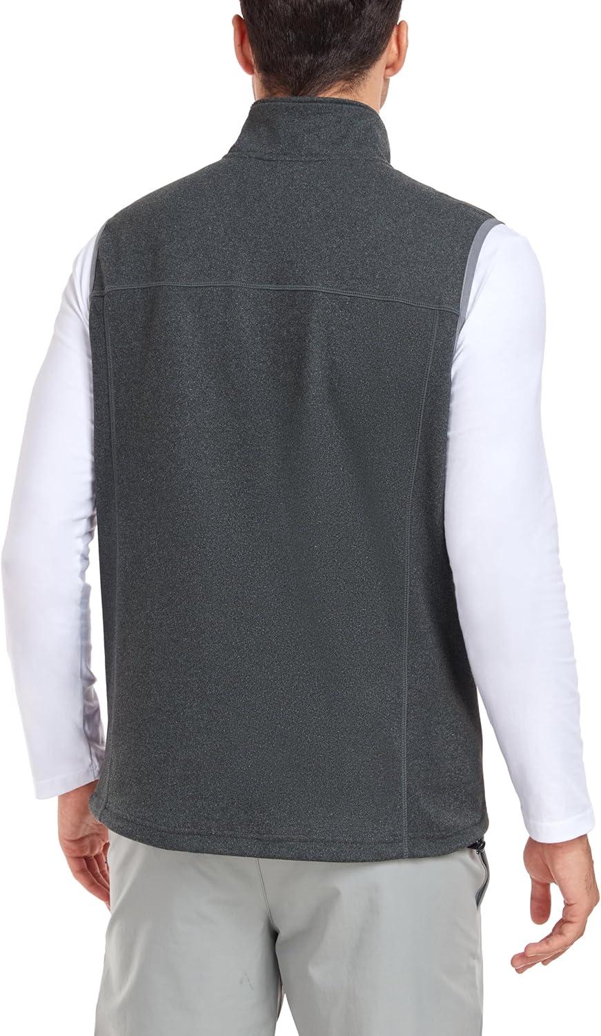 imageLittle Donkey Andy Mens Warm Fleece Vest Windproof Sleeveless FullZip Jacket for Golf Hiking Running TravelDark Grey