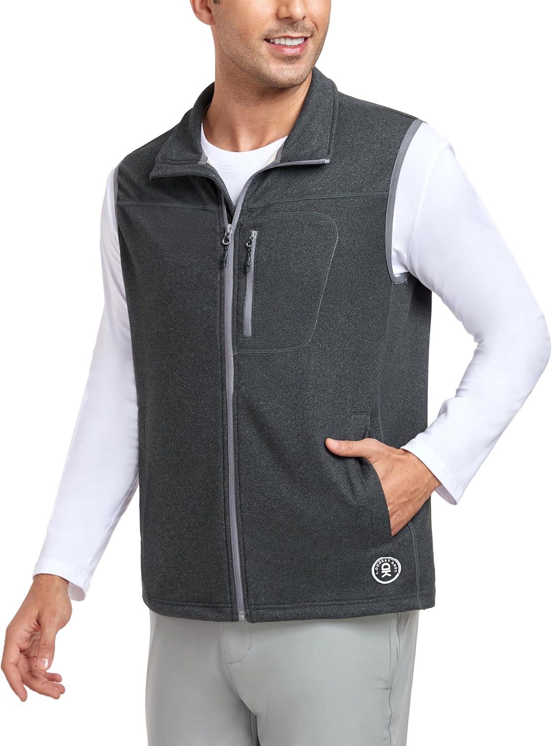 imageLittle Donkey Andy Mens Warm Fleece Vest Windproof Sleeveless FullZip Jacket for Golf Hiking Running TravelDark Grey