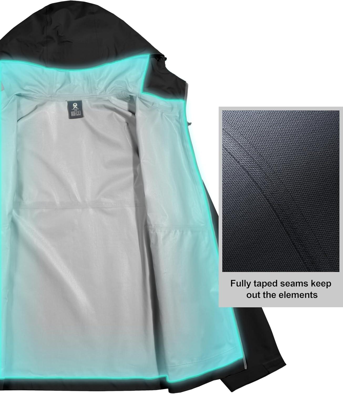 imageLittle Donkey Andy Mens Waterproof Rain Jacket HighPerfomance Lightweight Rain Shell for Golf Hiking SXXLF1black