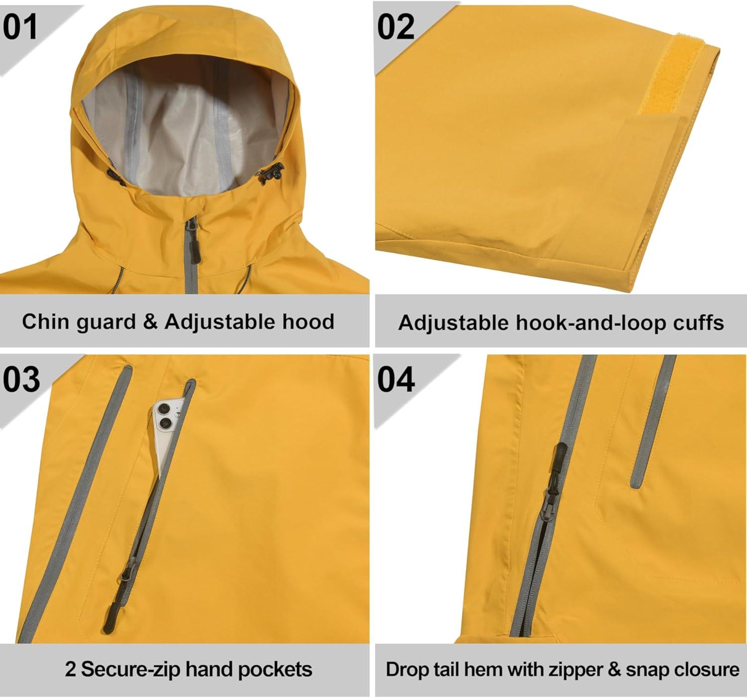 imageLittle Donkey Andy Mens Waterproof Rain Jacket HighPerfomance Lightweight Rain Shell for Golf Hiking SXXLF4golden