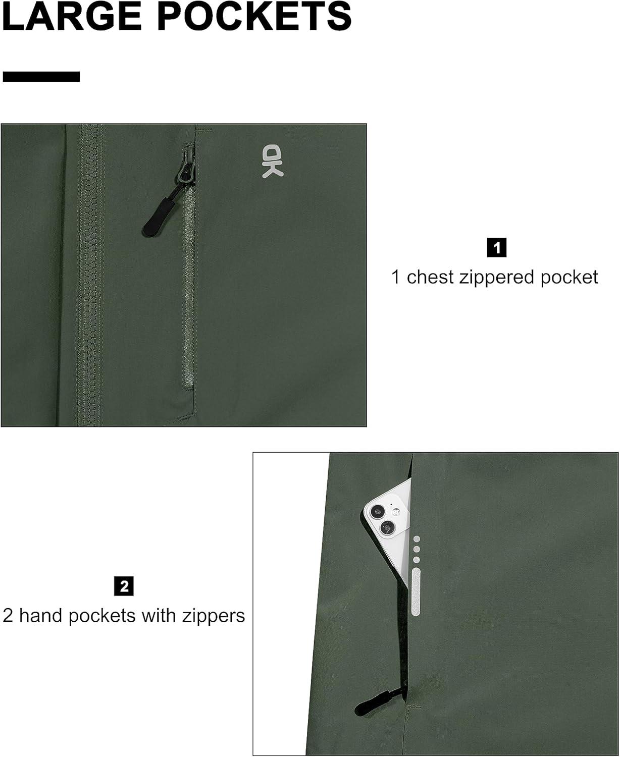 imageLittle Donkey Andy Mens Waterproof Rain Jacket Lightweight Hooded Raincoat Rain Shell for Travel Hiking GolfArmy Green