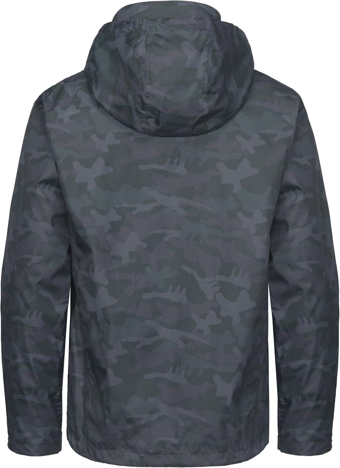 imageLittle Donkey Andy Mens Waterproof Rain Jacket Outdoor Lightweight Rain Shell Coat for HikingGolfTravelA17black Camouflage