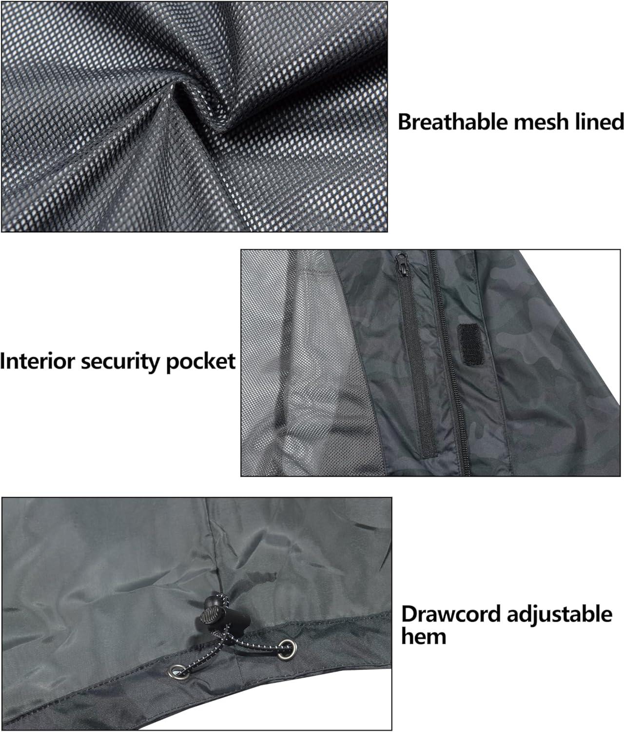 imageLittle Donkey Andy Mens Waterproof Rain Jacket Outdoor Lightweight Rain Shell Coat for HikingGolfTravelA17black Camouflage