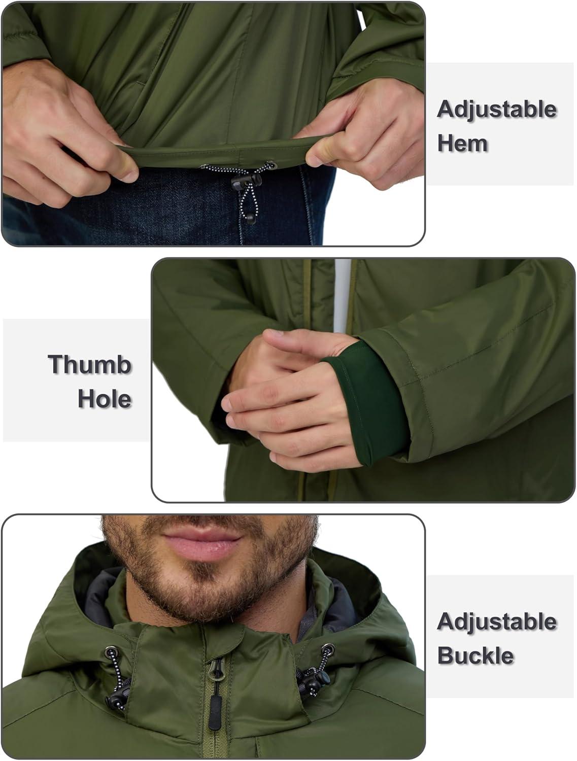 imageLittle Donkey Andy Mens Winter Heat Reflective Jackets WaterResistant Detachable hooded Insulated Thermal Ski Snow CoatArmy Green