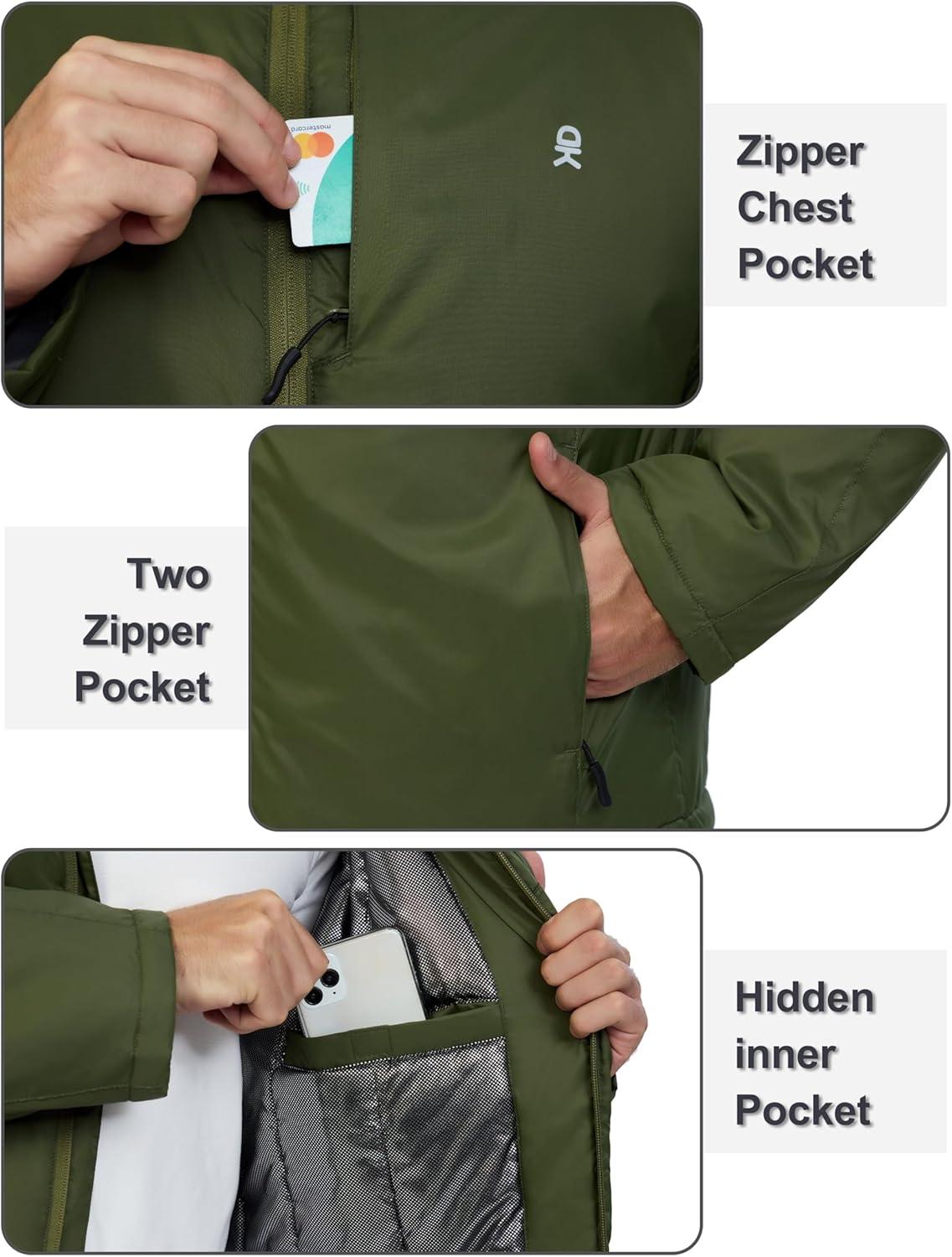 imageLittle Donkey Andy Mens Winter Heat Reflective Jackets WaterResistant Detachable hooded Insulated Thermal Ski Snow CoatArmy Green