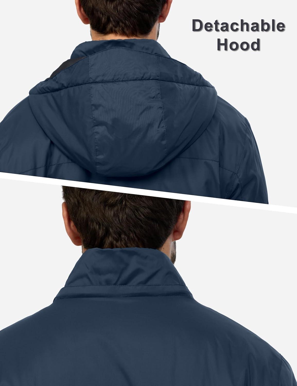 imageLittle Donkey Andy Mens Winter Heat Reflective Jackets WaterResistant Detachable hooded Insulated Thermal Ski Snow CoatDrak Blue