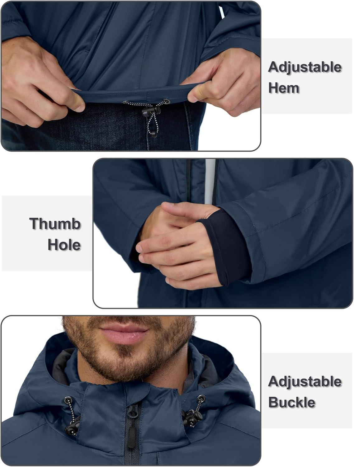 imageLittle Donkey Andy Mens Winter Heat Reflective Jackets WaterResistant Detachable hooded Insulated Thermal Ski Snow CoatDrak Blue