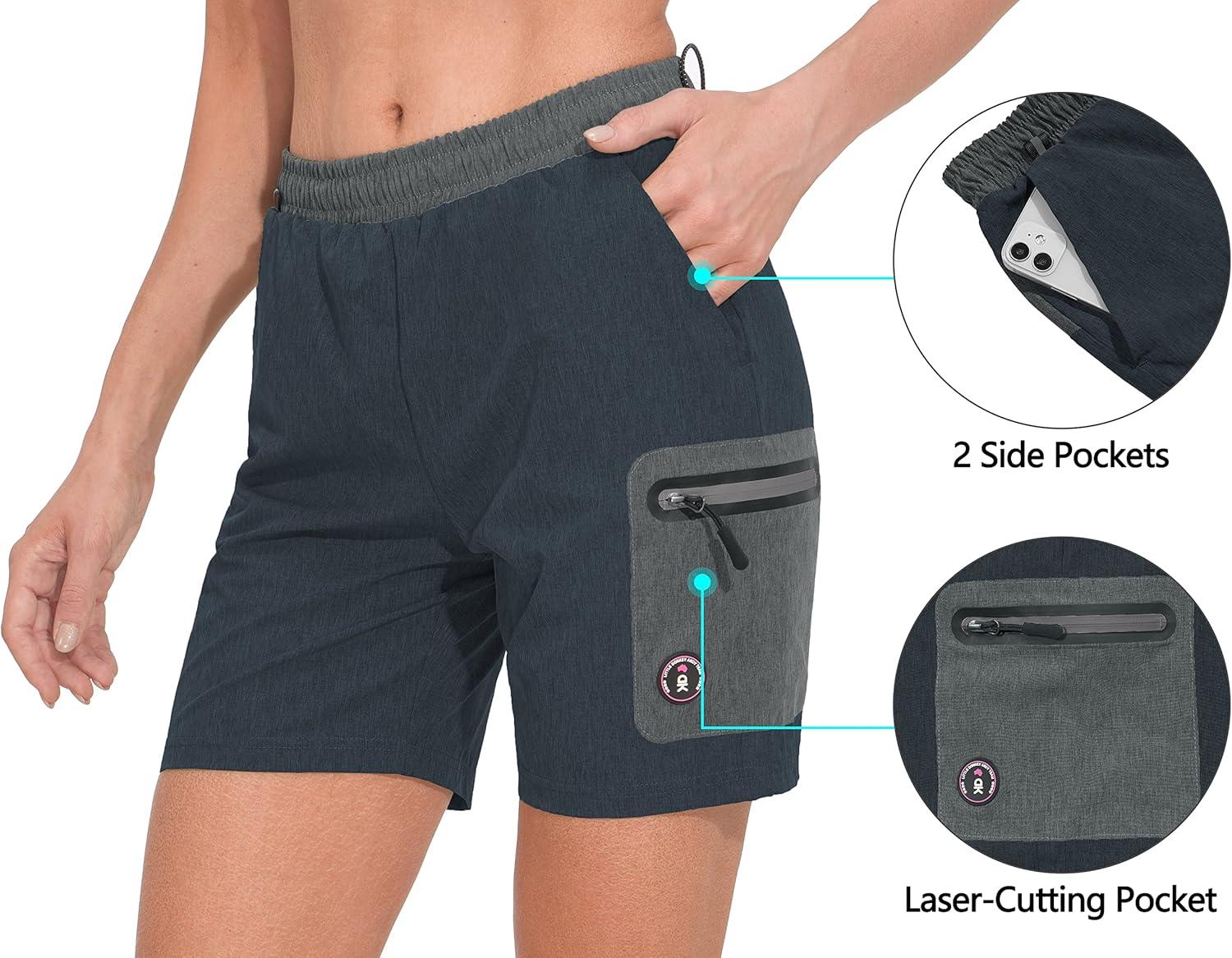 imageLittle Donkey Andy Womens 7 Inches Quick Dry Golf Shorts Stretch Athletic Shorts with Liner LaserCutting PocketsCarbon Heather