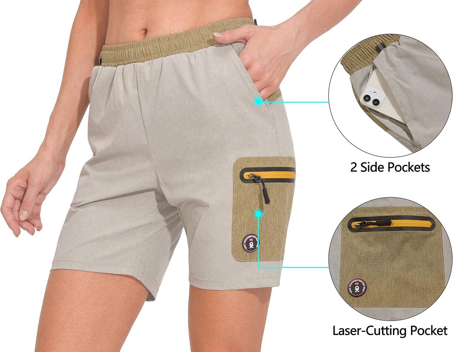 imageLittle Donkey Andy Womens 7 Inches Quick Dry Golf Shorts Stretch Athletic Shorts with Liner LaserCutting PocketsLight Gray Heather