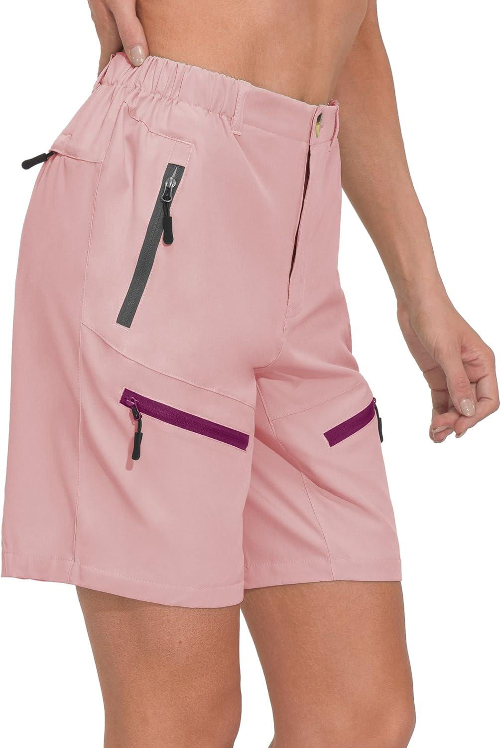 imageLittle Donkey Andy Womens 9 Inch Inseam Quick Dry Stretch Lightweight Cargo Shorts for Hiking Travel GolfPink