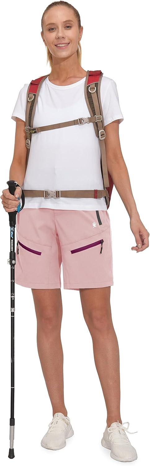 imageLittle Donkey Andy Womens 9 Inch Inseam Quick Dry Stretch Lightweight Cargo Shorts for Hiking Travel GolfPink