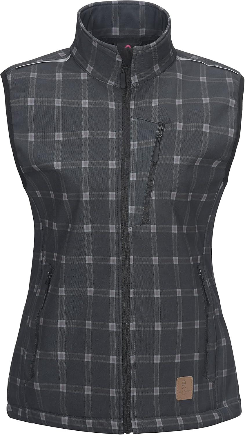 imageLittle Donkey Andy Womens Fleece Lined Softshell Vest Lightweight Windproof Sleeveless Jacket for Hiking Outdoor Travel GolfBlack Plaid