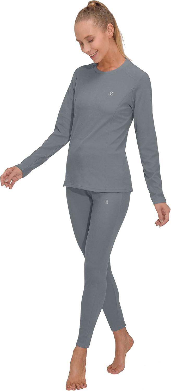imageLittle Donkey Andy Womens Fleece Lined Thermals Underwear Set Base Layer Long Johns Cold Weather Top BottomDark Grey