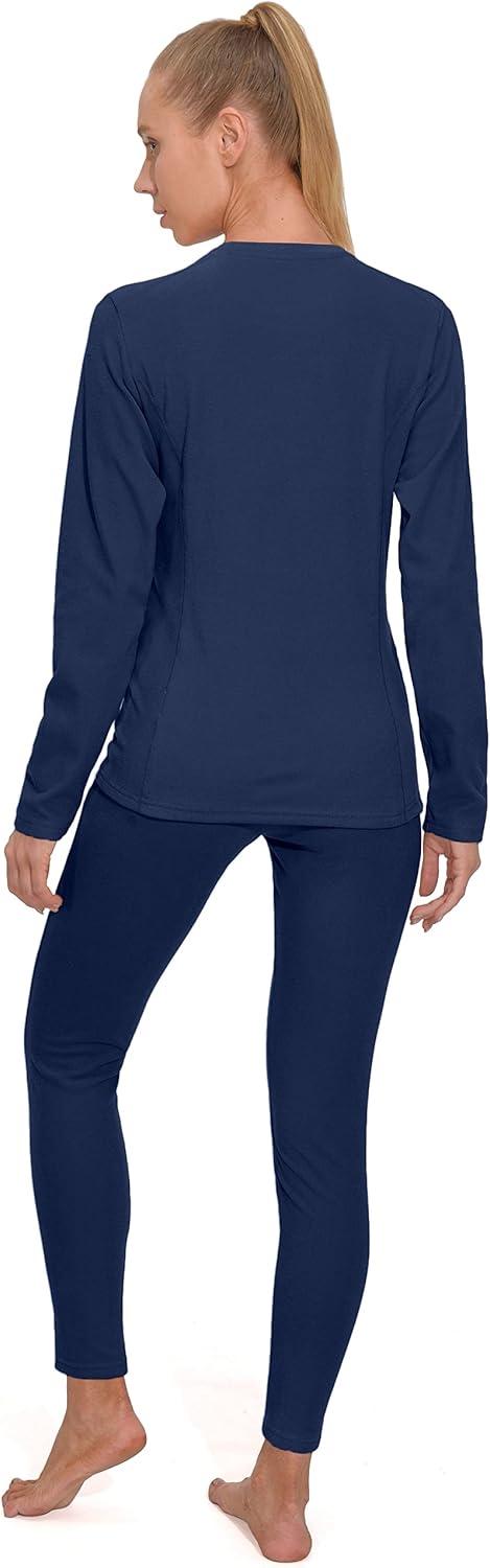 imageLittle Donkey Andy Womens Fleece Lined Thermals Underwear Set Base Layer Long Johns Cold Weather Top BottomNavy Peony