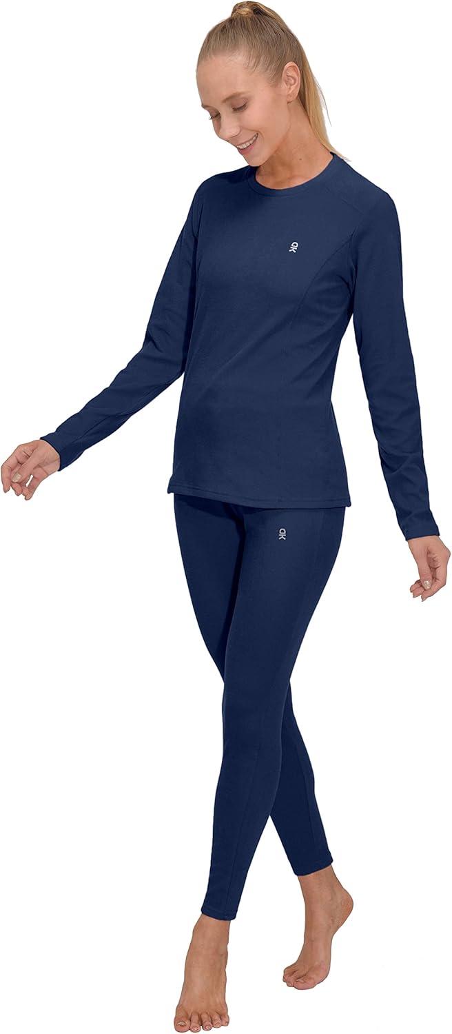 imageLittle Donkey Andy Womens Fleece Lined Thermals Underwear Set Base Layer Long Johns Cold Weather Top BottomNavy Peony