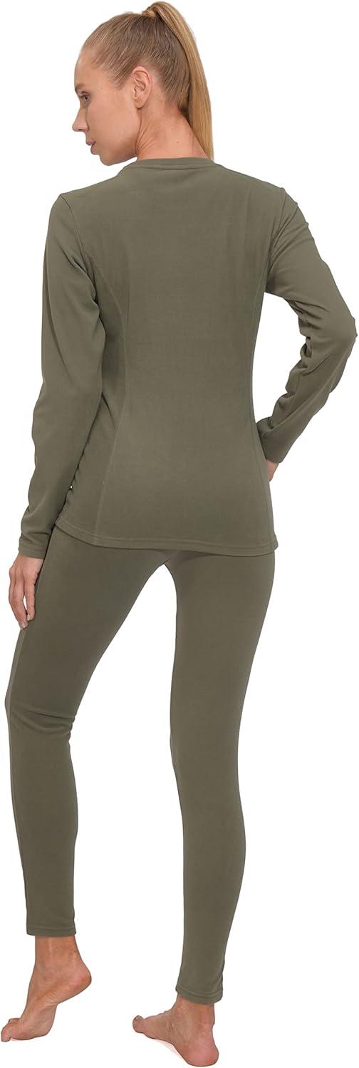 imageLittle Donkey Andy Womens Fleece Lined Thermals Underwear Set Base Layer Long Johns Cold Weather Top BottomOlive Green