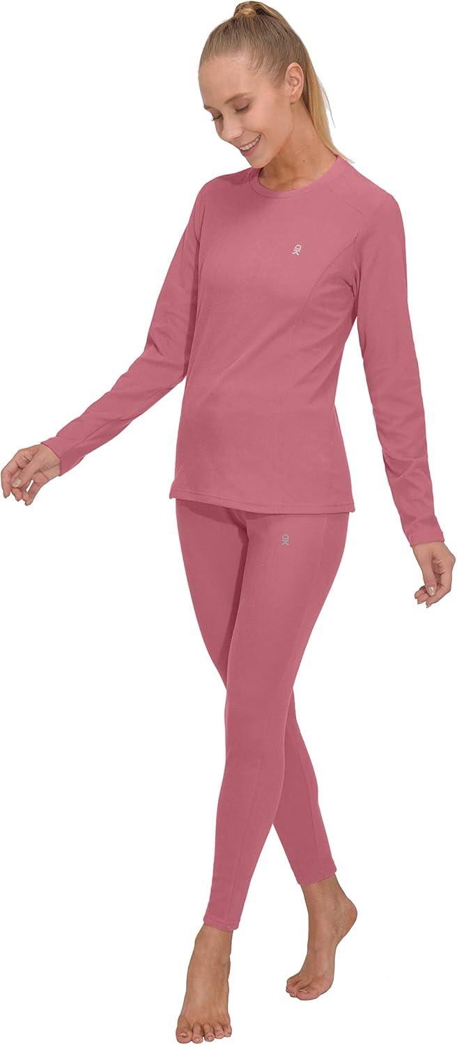 imageLittle Donkey Andy Womens Fleece Lined Thermals Underwear Set Base Layer Long Johns Cold Weather Top BottomPeach Blossom