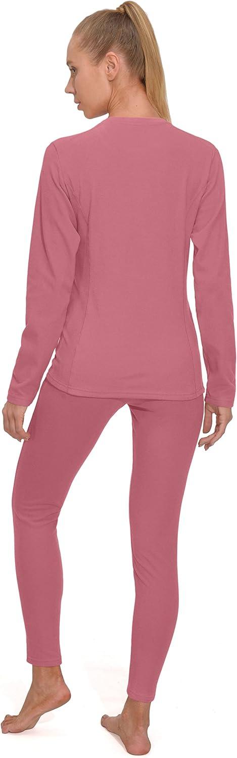 imageLittle Donkey Andy Womens Fleece Lined Thermals Underwear Set Base Layer Long Johns Cold Weather Top BottomPeach Blossom