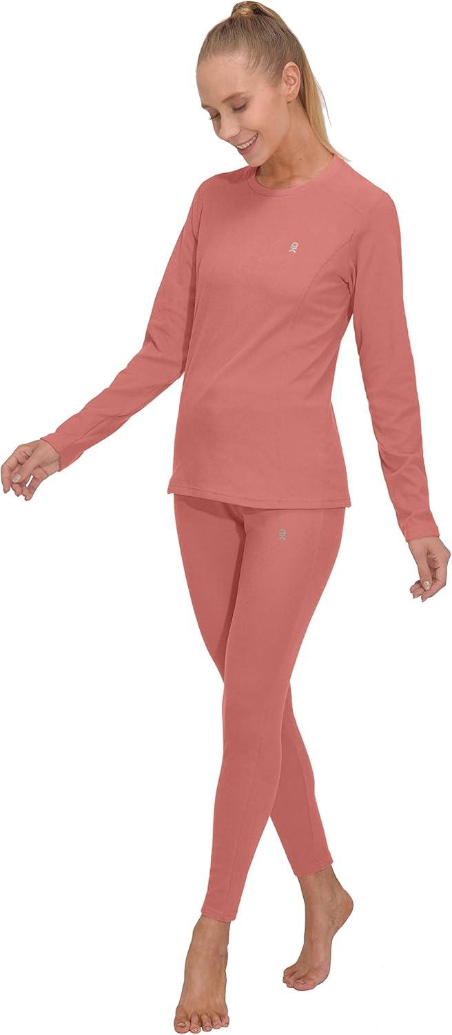 imageLittle Donkey Andy Womens Fleece Lined Thermals Underwear Set Base Layer Long Johns Cold Weather Top BottomPink