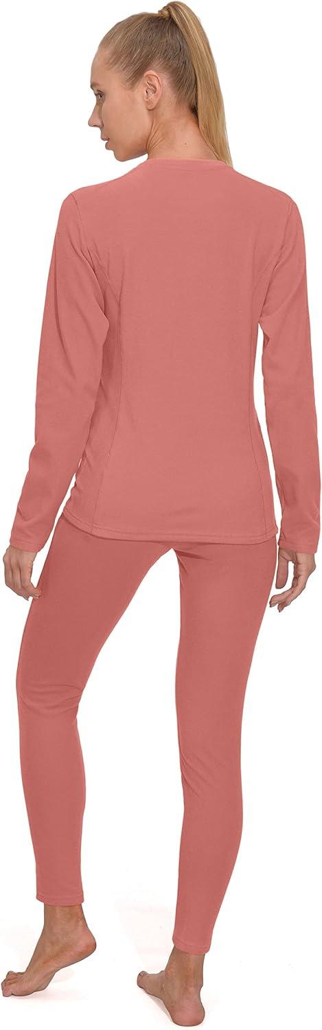 imageLittle Donkey Andy Womens Fleece Lined Thermals Underwear Set Base Layer Long Johns Cold Weather Top BottomPink