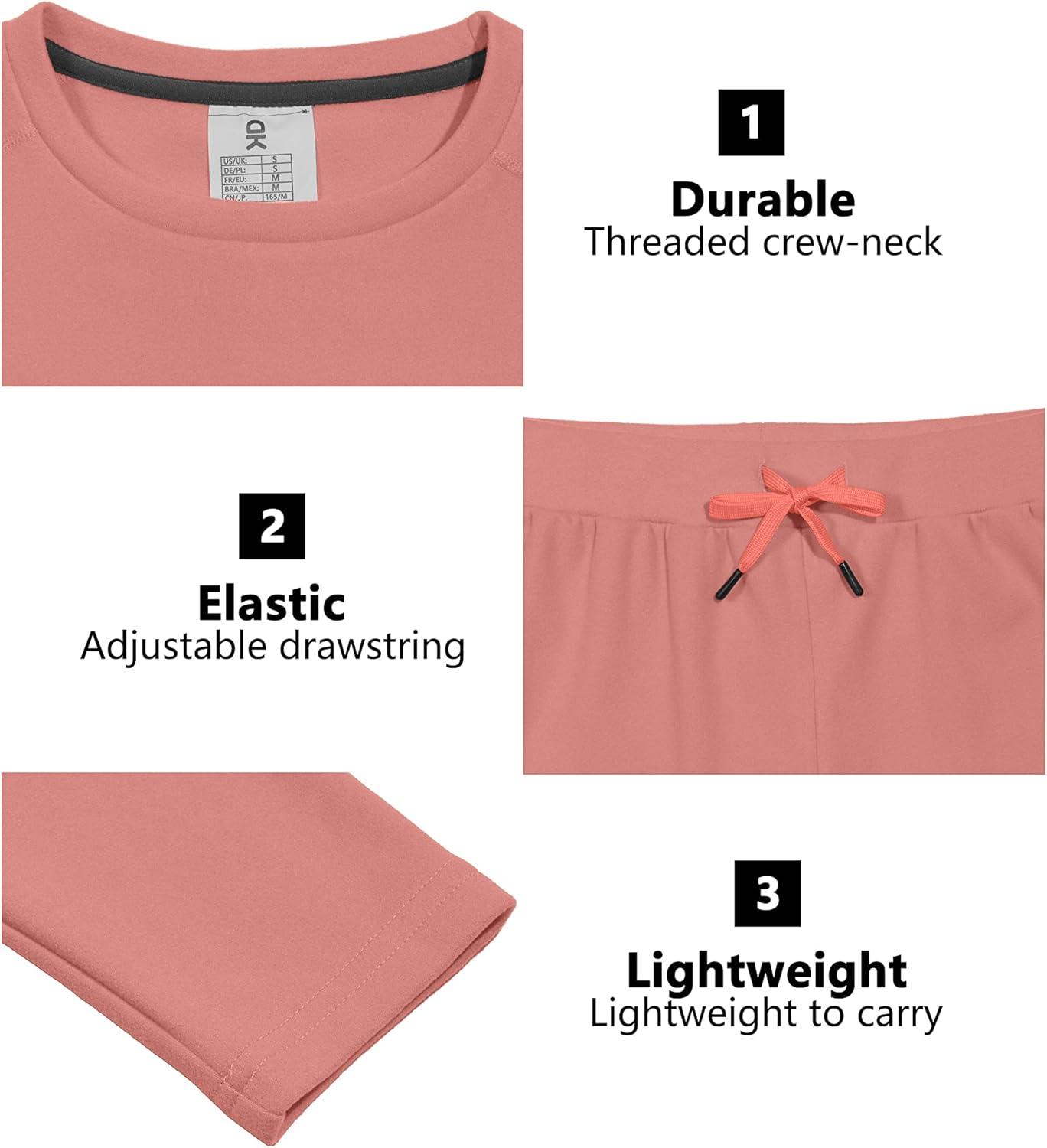 imageLittle Donkey Andy Womens Fleece Lined Thermals Underwear Set Base Layer Long Johns Cold Weather Top BottomPink