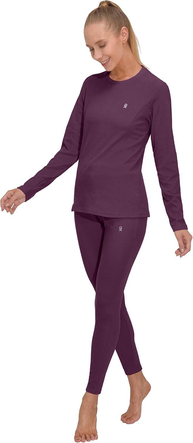 imageLittle Donkey Andy Womens Fleece Lined Thermals Underwear Set Base Layer Long Johns Cold Weather Top BottomPlum Caspia