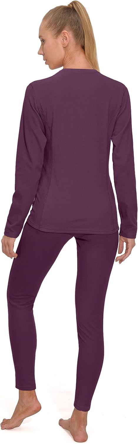 imageLittle Donkey Andy Womens Fleece Lined Thermals Underwear Set Base Layer Long Johns Cold Weather Top BottomPlum Caspia