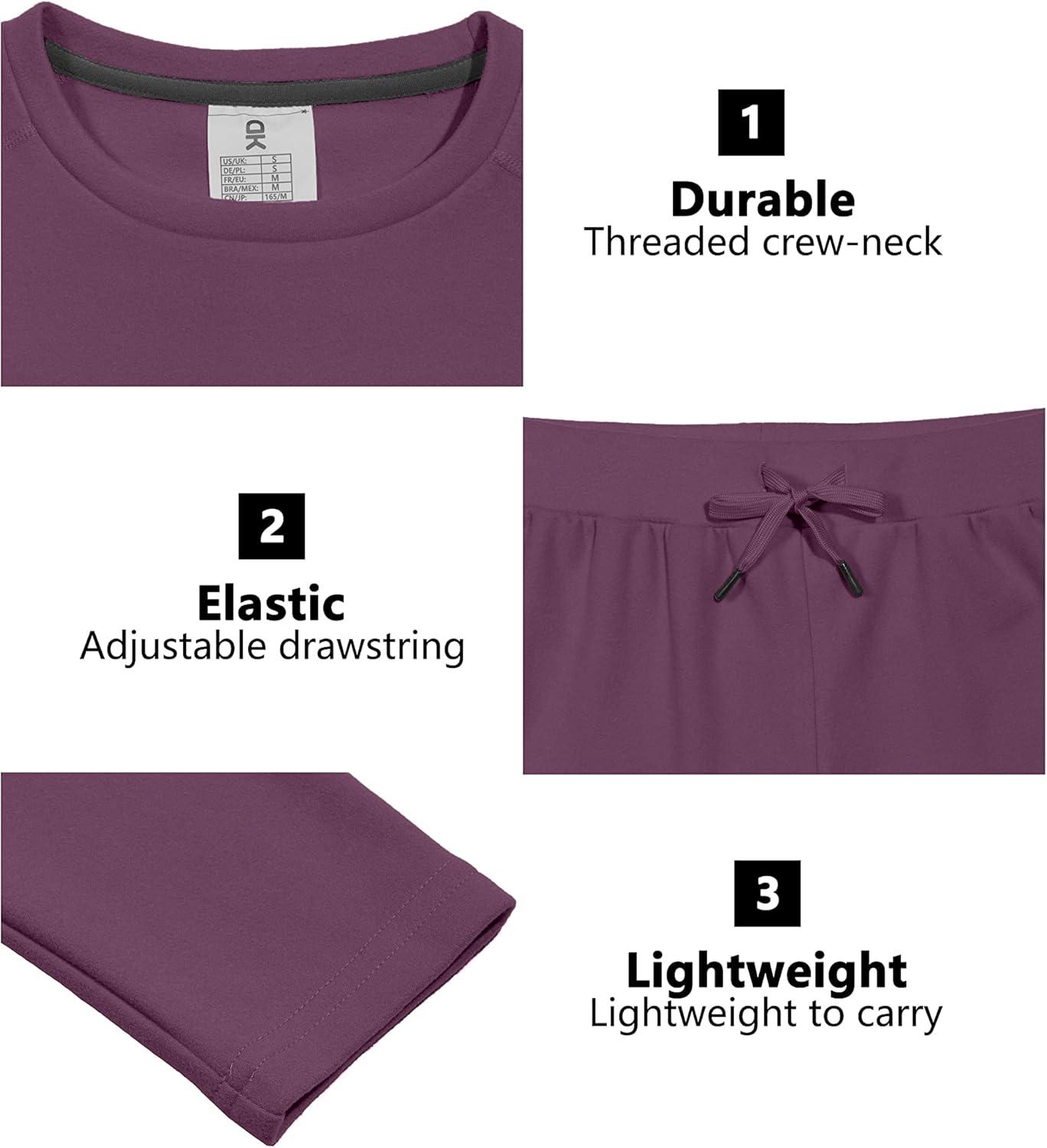 imageLittle Donkey Andy Womens Fleece Lined Thermals Underwear Set Base Layer Long Johns Cold Weather Top BottomPlum Caspia