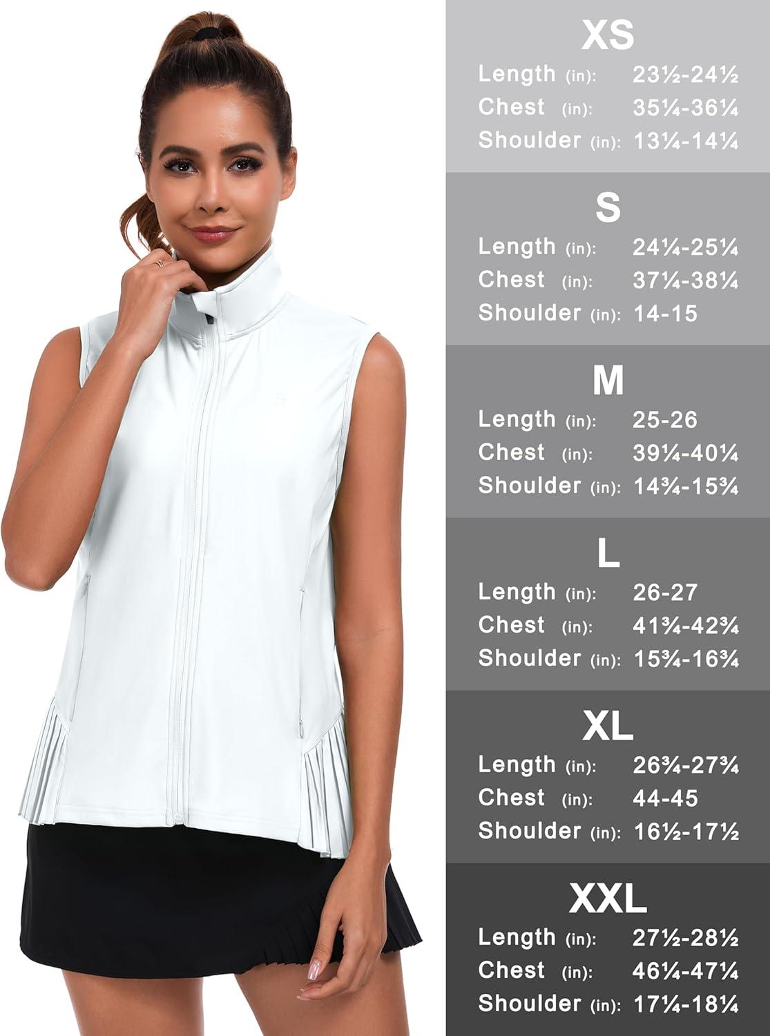 imageLittle Donkey Andy Womens Golf Vest Outerwear with Pleated Hem Sleeveless Athletic Jacket for Running Yoga TennisGolf Vestwhite