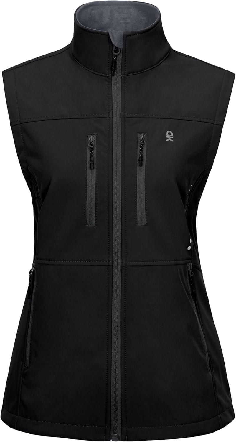 imageLittle Donkey Andy Womens Golf Vest Warm Fleece Lined Sleeveless Jacket for Hiking Travel RunningBlack4 Pockets