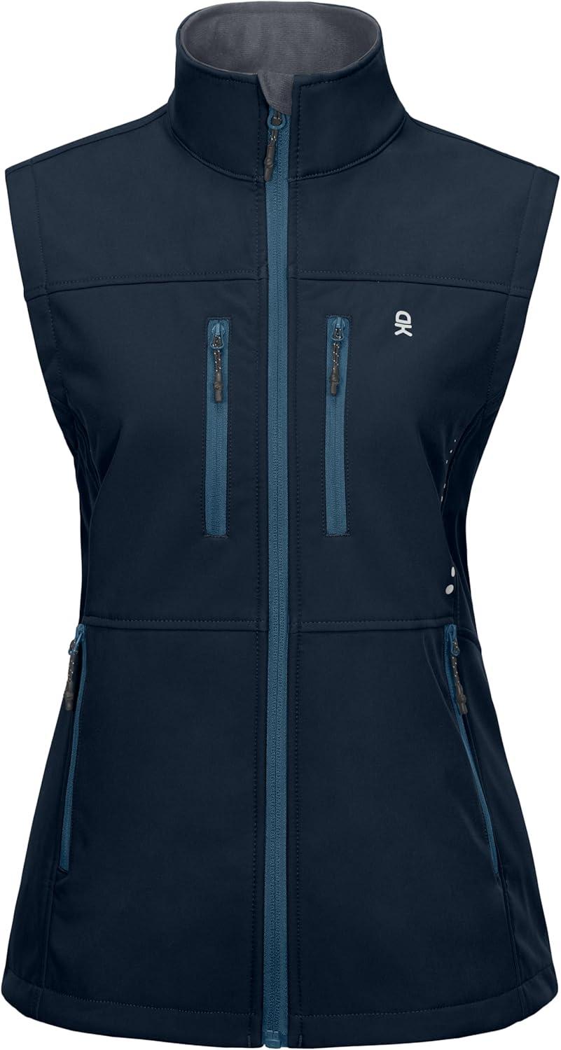 imageLittle Donkey Andy Womens Golf Vest Warm Fleece Lined Sleeveless Jacket for Hiking Travel RunningDark Blue4 Pockets