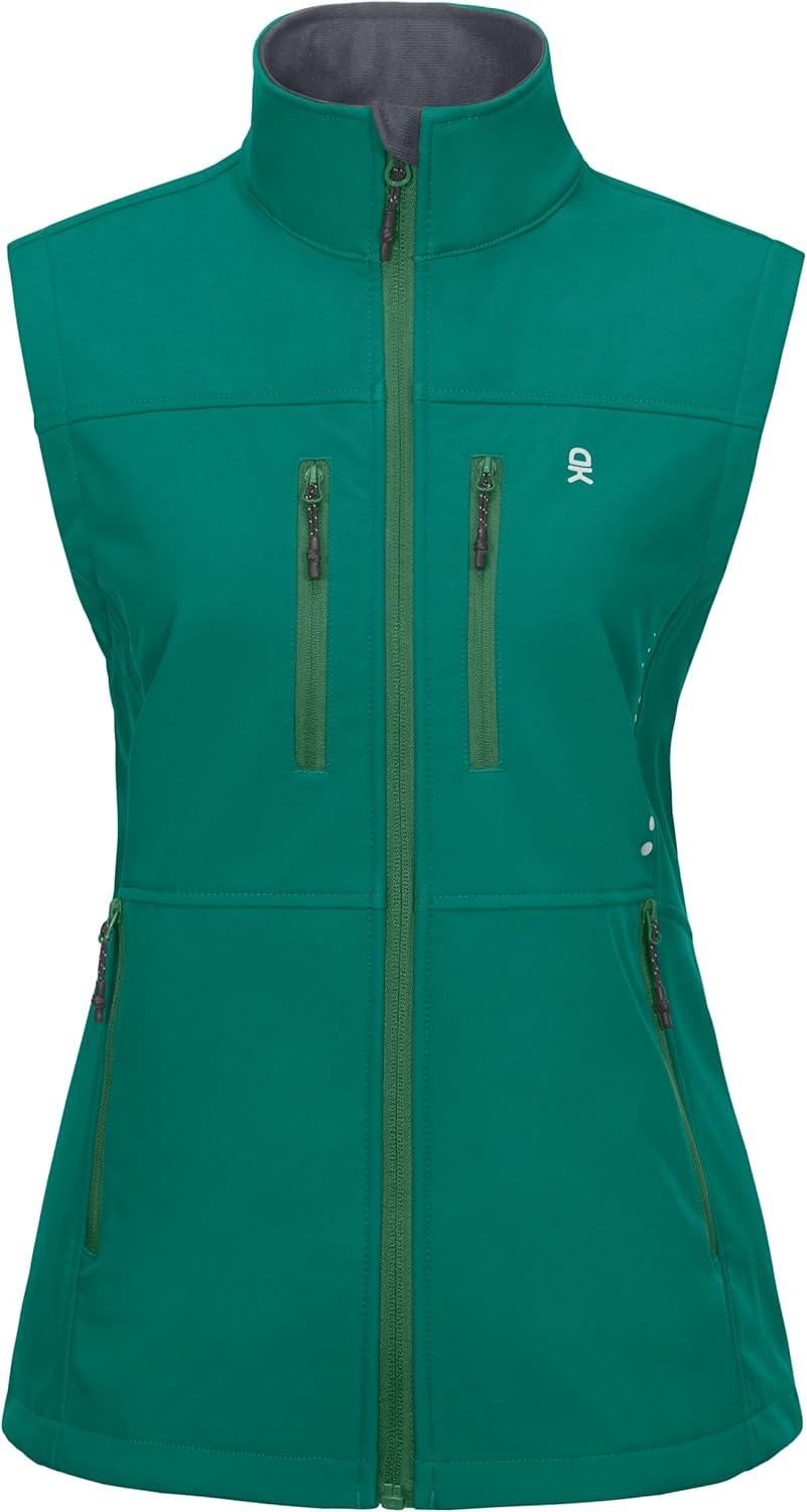 imageLittle Donkey Andy Womens Golf Vest Warm Fleece Lined Sleeveless Jacket for Hiking Travel RunningGreen4 Pockets