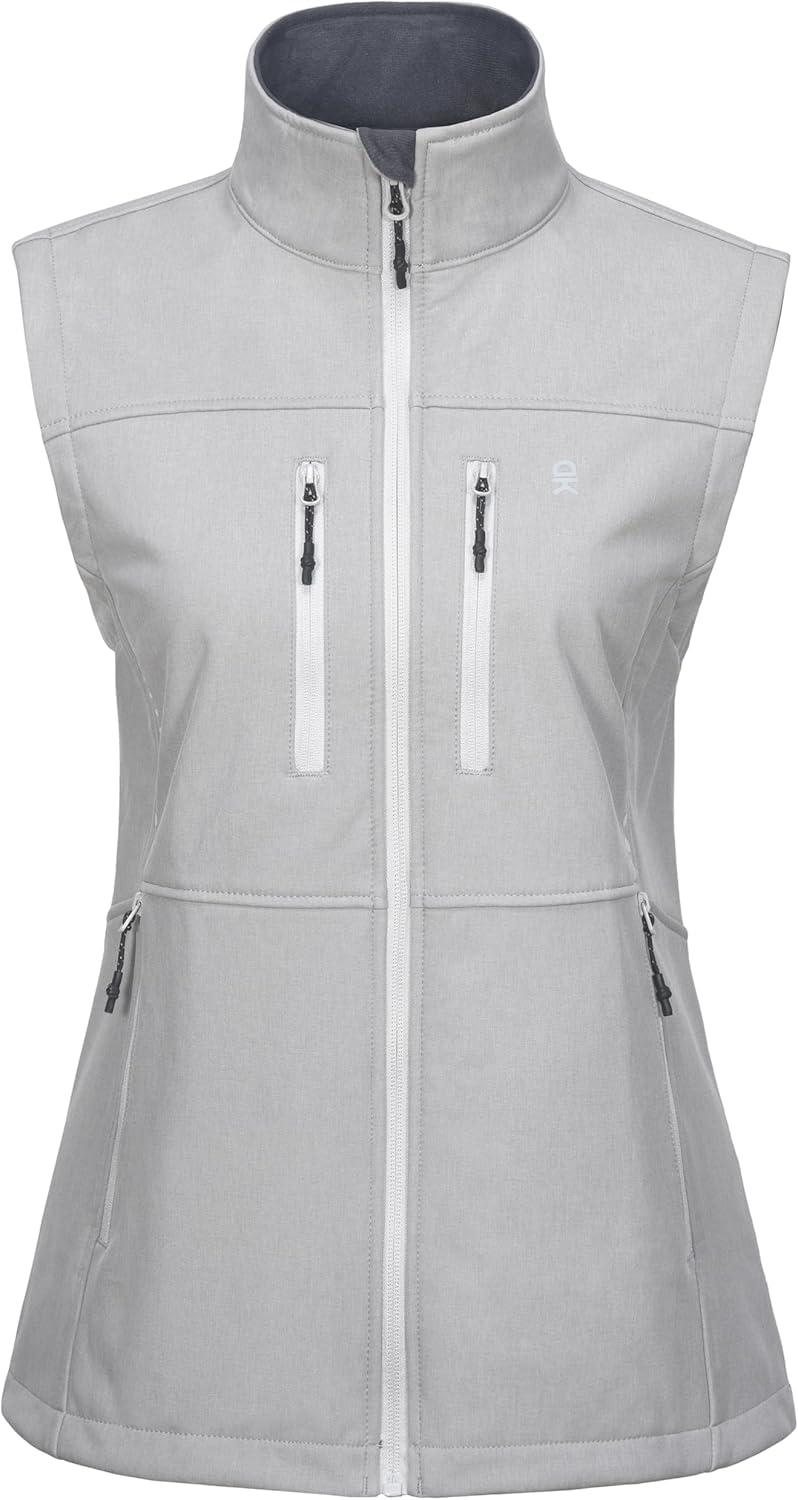 imageLittle Donkey Andy Womens Golf Vest Warm Fleece Lined Sleeveless Jacket for Hiking Travel RunningLight Gray4 Pockets