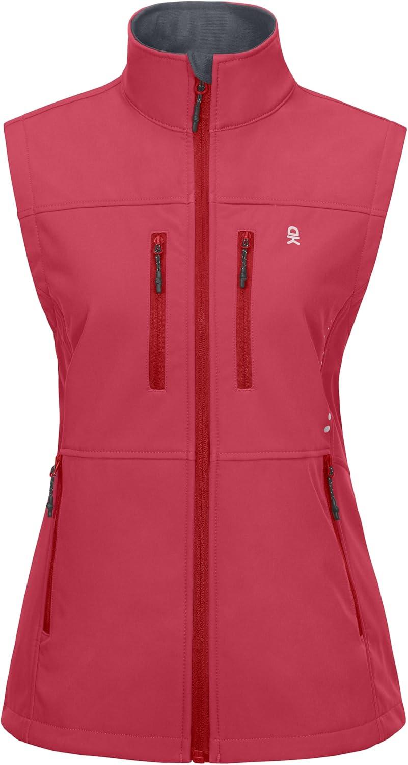 imageLittle Donkey Andy Womens Golf Vest Warm Fleece Lined Sleeveless Jacket for Hiking Travel RunningWatermelon Red4 Pockets