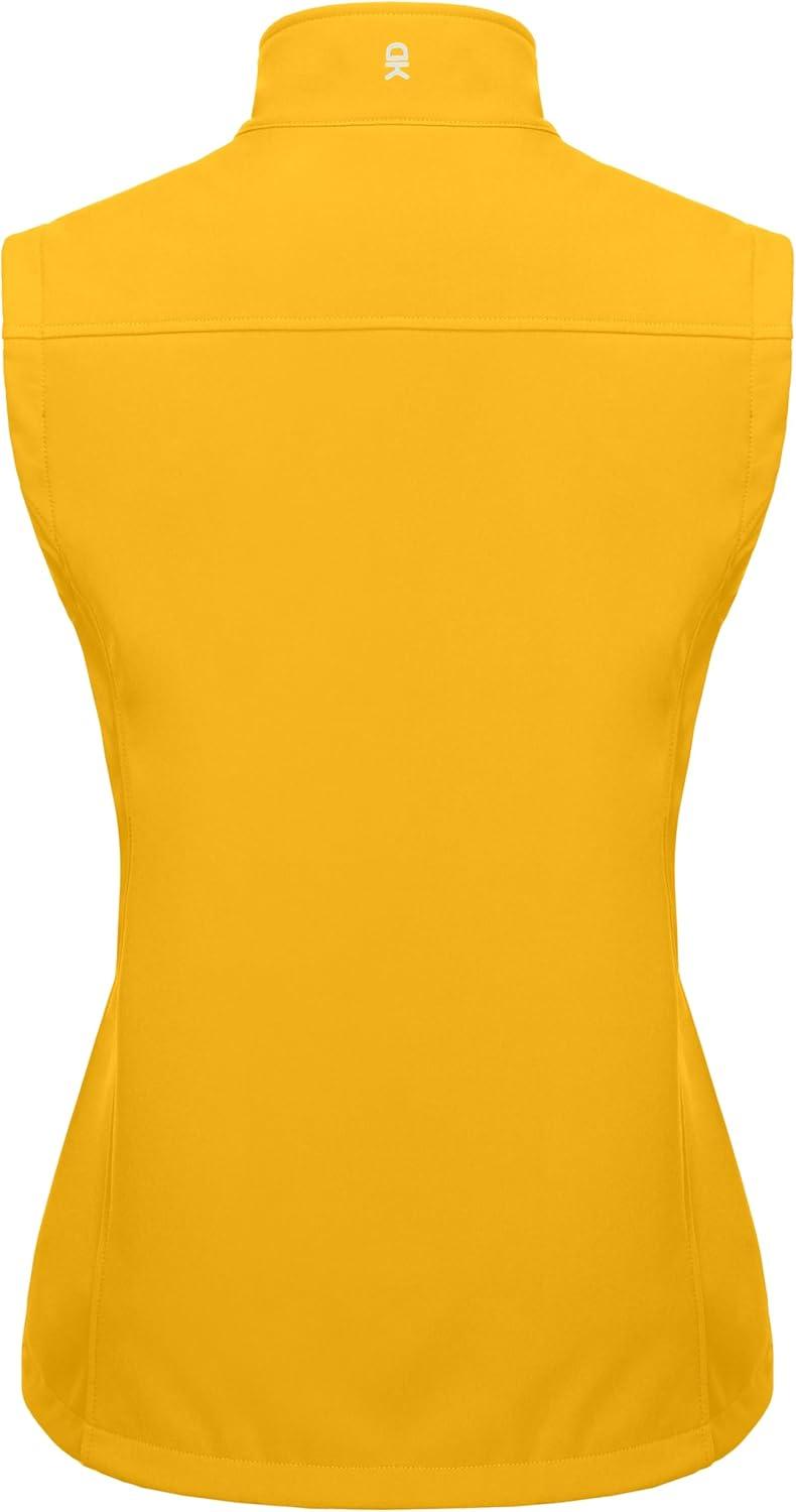imageLittle Donkey Andy Womens Golf Vest Warm Fleece Lined Sleeveless Jacket for Hiking Travel RunningYellow4 Pockets