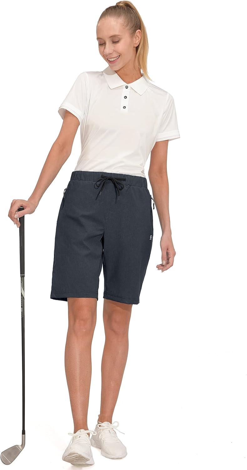 imageLittle Donkey Andy Womens Lightweight Breathable Hiking Shorts QuickDry Golf Shorts with Zipper Pockets AirHoles Tech Black Heather M