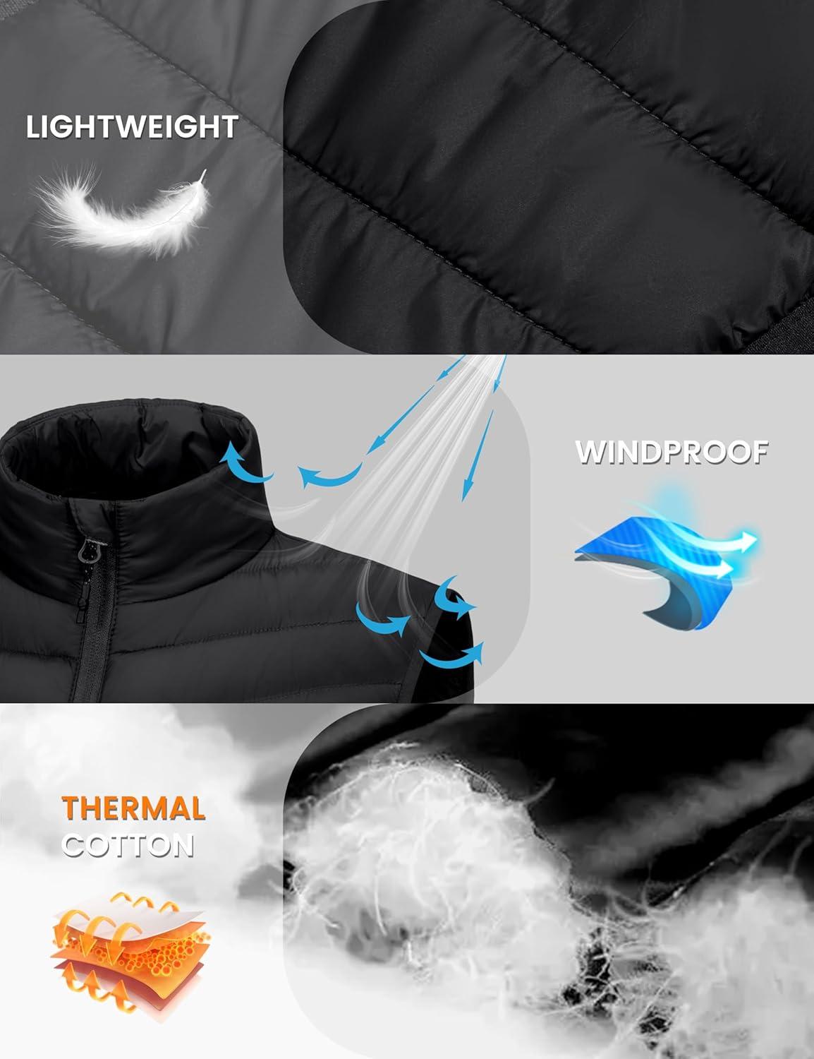 imageLittle Donkey Andy Womens Lightweight Packable Puffer Vest Outerwear Warm Sleeveless Winter Jacket for Golf HikingBlack