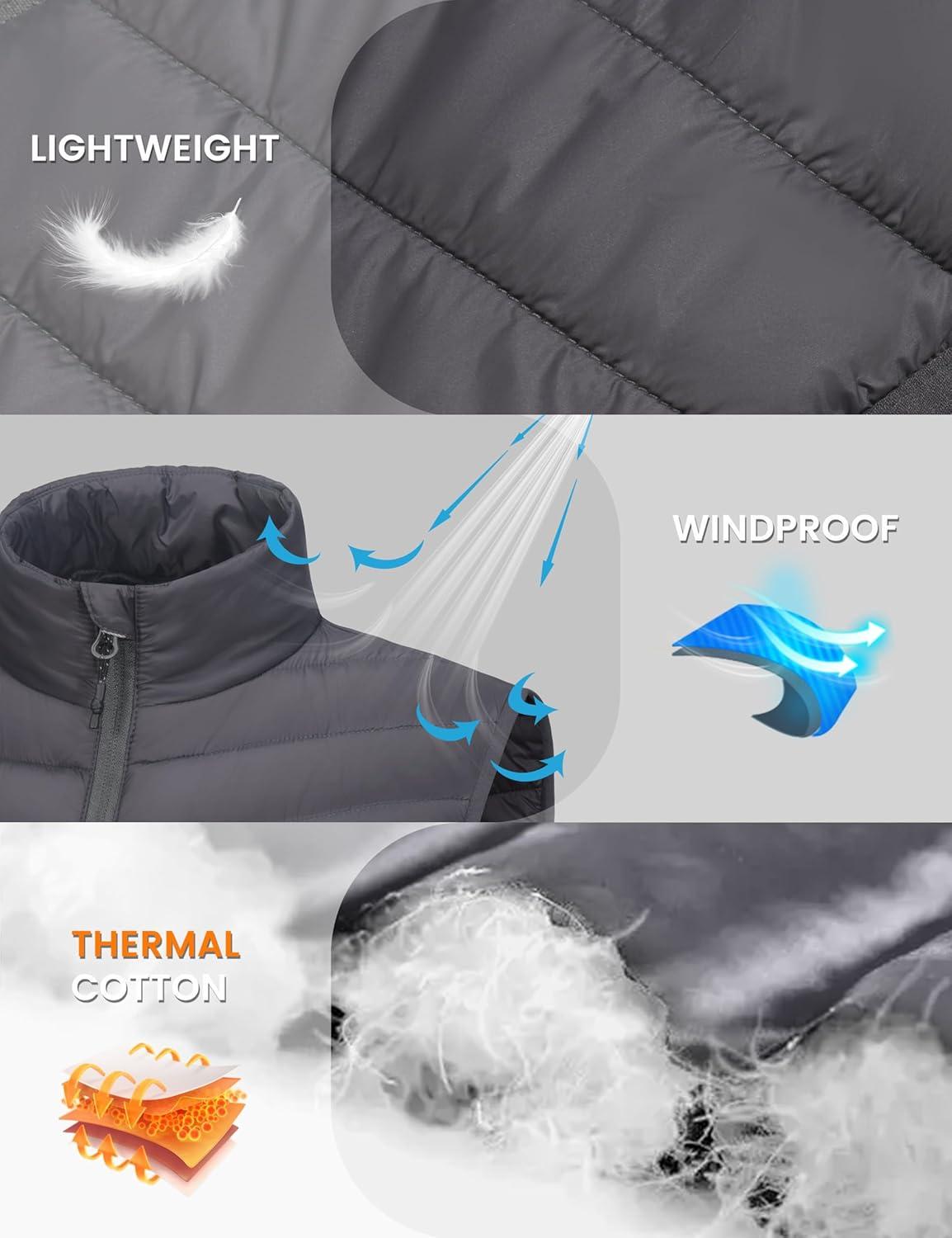 imageLittle Donkey Andy Womens Lightweight Packable Puffer Vest Outerwear Warm Sleeveless Winter Jacket for Golf HikingGrey